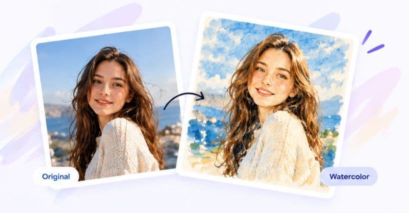 Original photo transformed into watercolor art