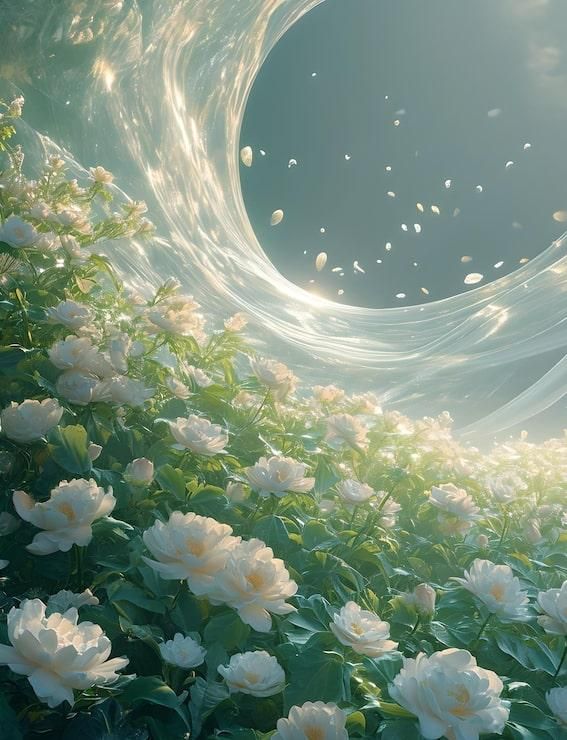 White Flower Garden — Hug in Heaven scene