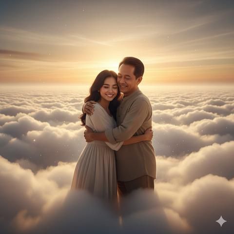 Golden Clouds — Hug in Heaven scene